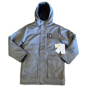 SPYDER Polar Mens Parka Jacket Gray ThermaWEB Insulated Size Med NWT! Reg $299